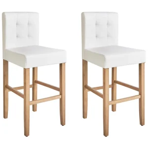 Sgabello da bar Set di 2 Pelle sintetica Bianco imbrattato MADISON